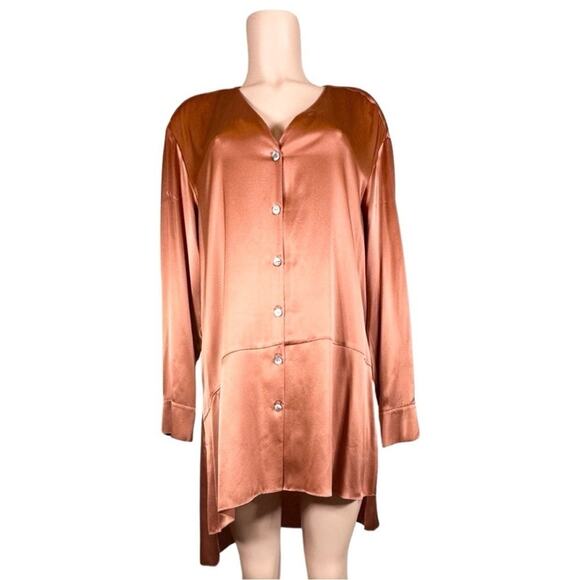 #T191 Cinq a Sept Opal Silk Tunic Dress In Rosewood SZ M $395 - Picture 5 of 14